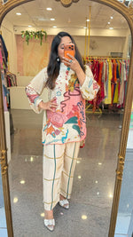 Pure crepe digital printed high low co ord set
