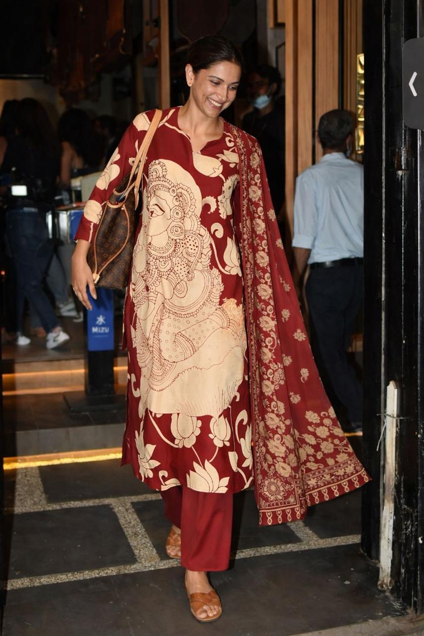 Premium pure cotton Kalamkari full suit in red