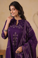 Smart purple bandhani full suit set