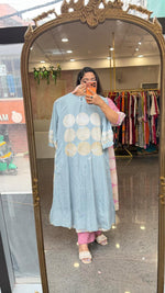 Pure cotton designer kurta pant with pockets and designer sleeves in blue
