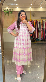 Pure cotton designer kurta pant with pockets and designer sleeves in pink