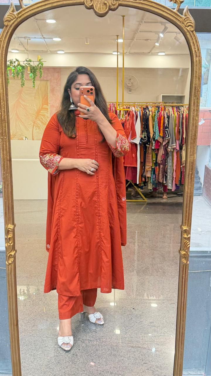 Shoulder Anarkali suit set in A line (comfort fit)