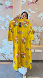 Pure cotton floral kurta in yellow