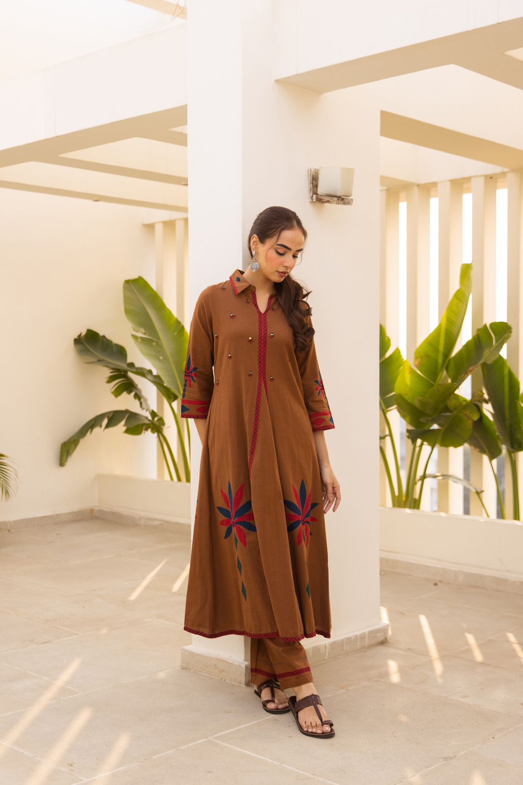 Stylish cotton kurta pant in brown