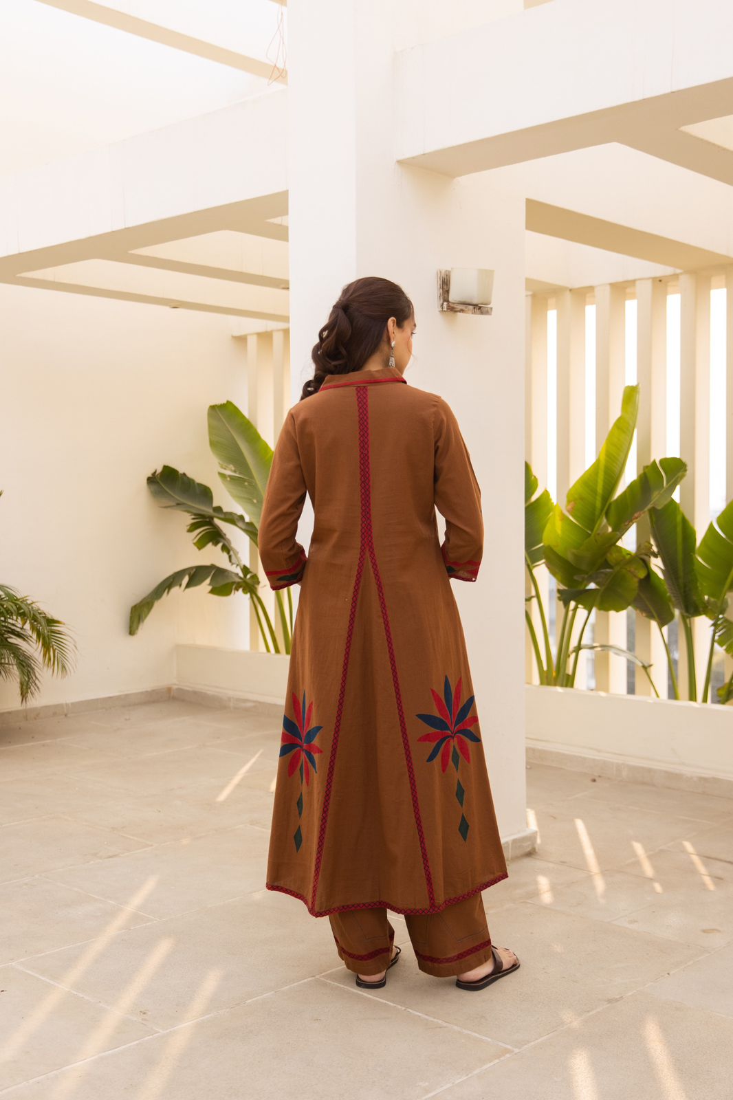 Stylish cotton kurta pant in brown