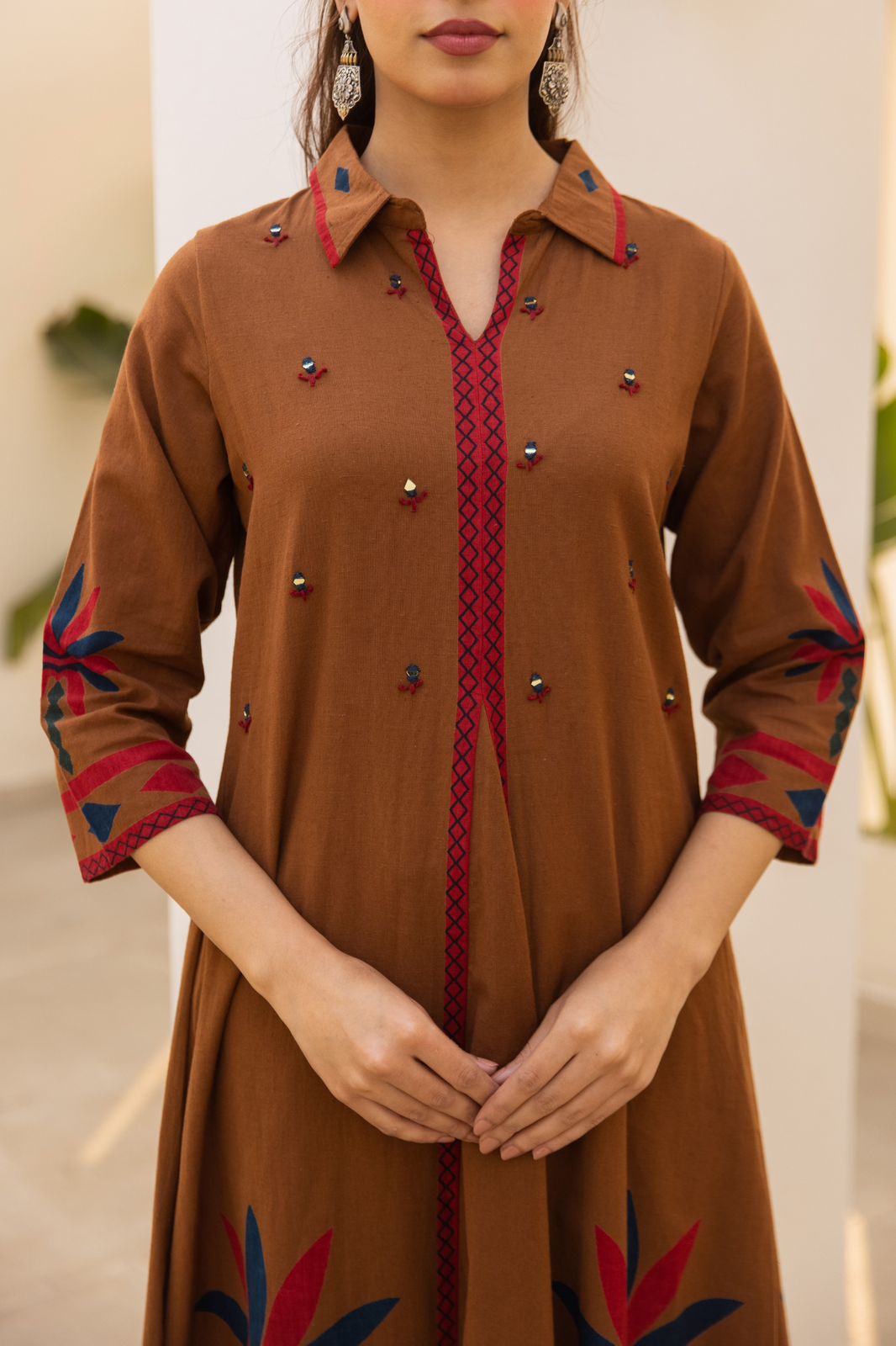Stylish cotton kurta pant in brown