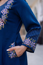 Designer pocket slub cotton fully embroidered full suit