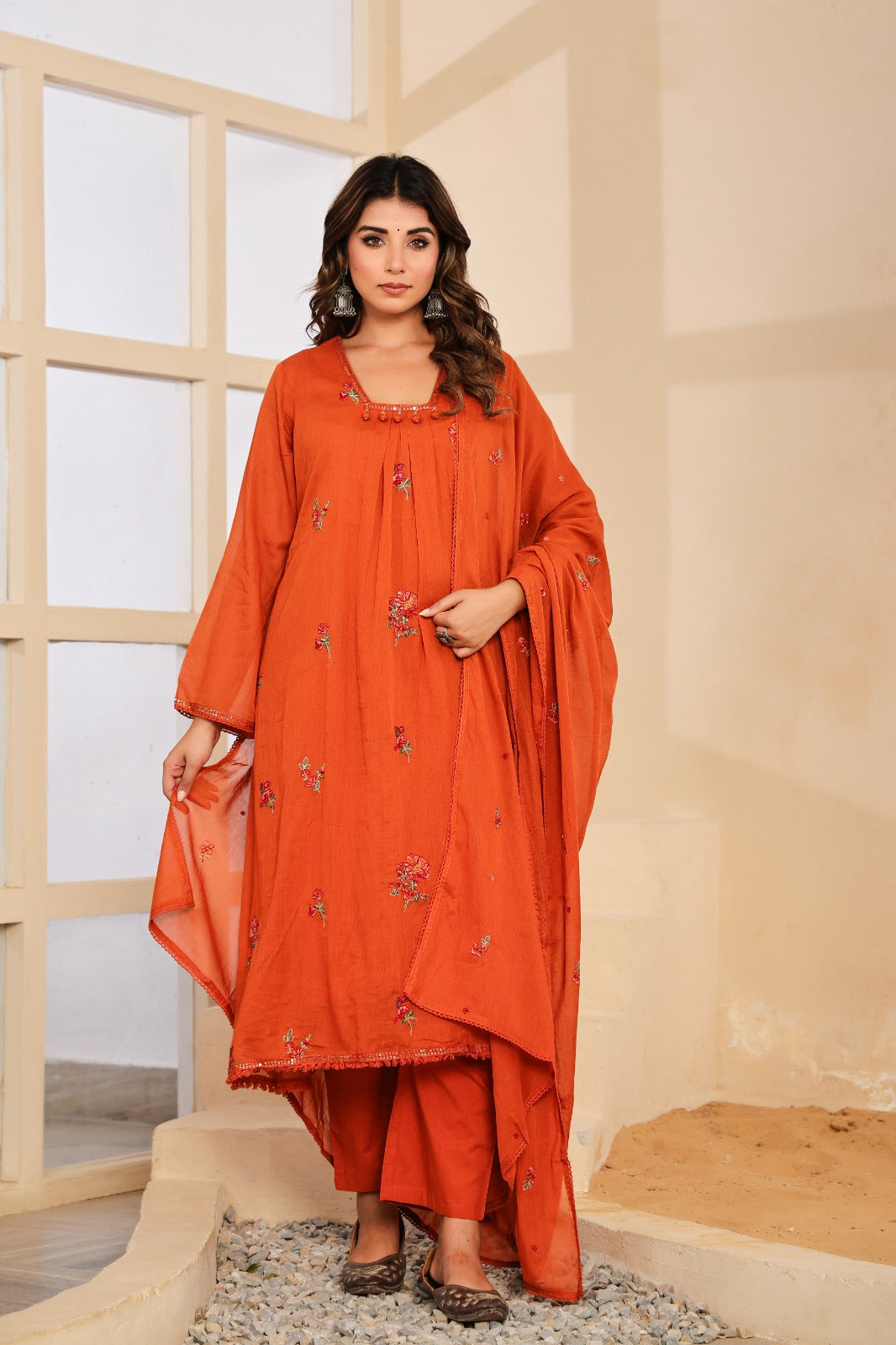 Fully embroidered Mul cotton suit set