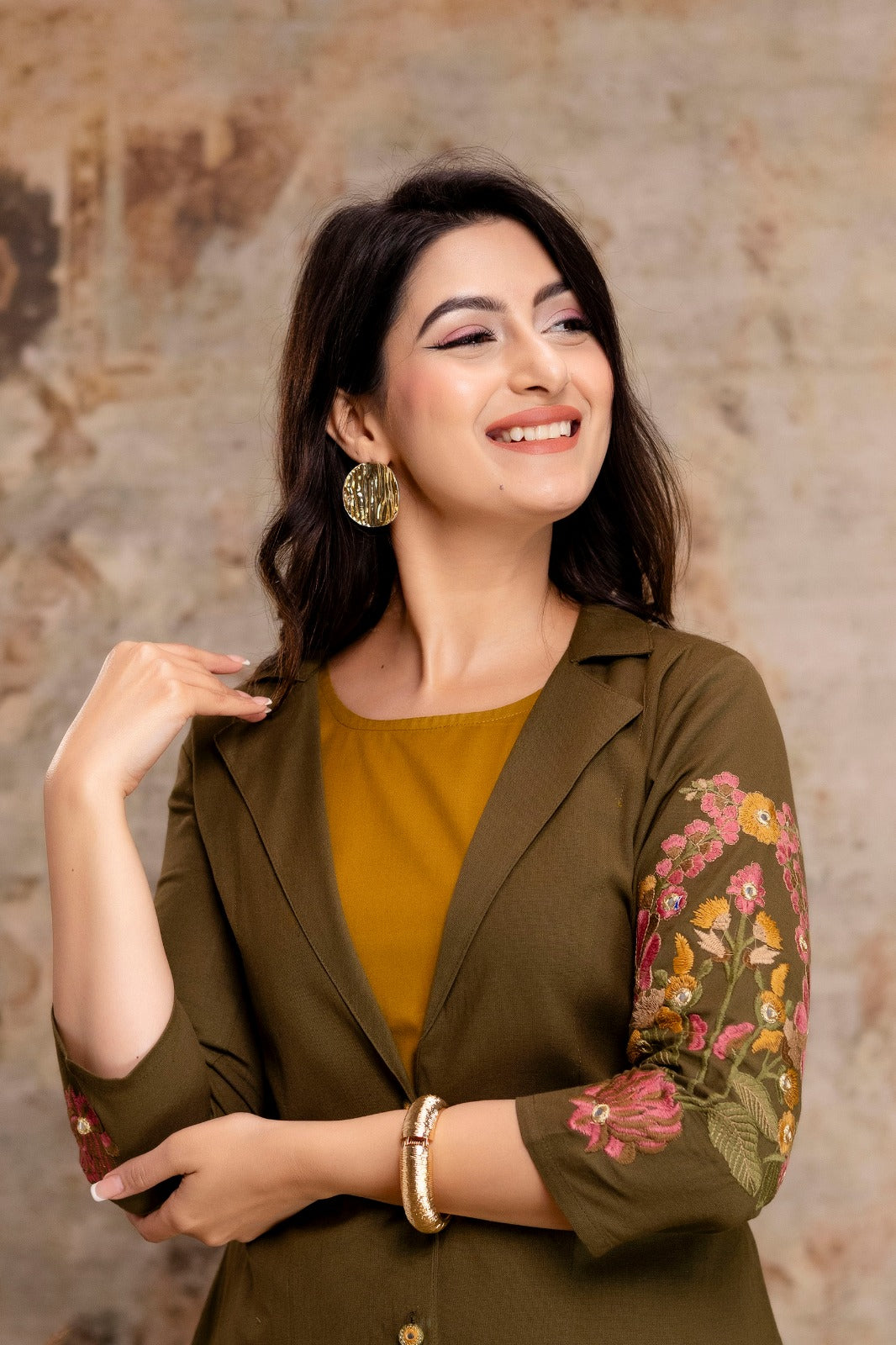 Designer sleeves n back cotton co ord set