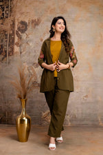 Designer sleeves n back cotton co ord set