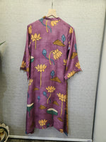 Pure Mul silk kalamkari kurta pant in purple