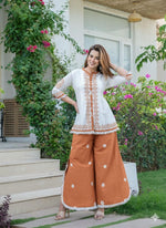 Designer pure cotton co ord in orange