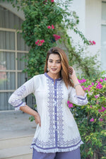 Designer pure cotton co ord in purple