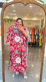 Restocked !! Premium pure cotton suit set in red !! Dispatch in 4-5 Days