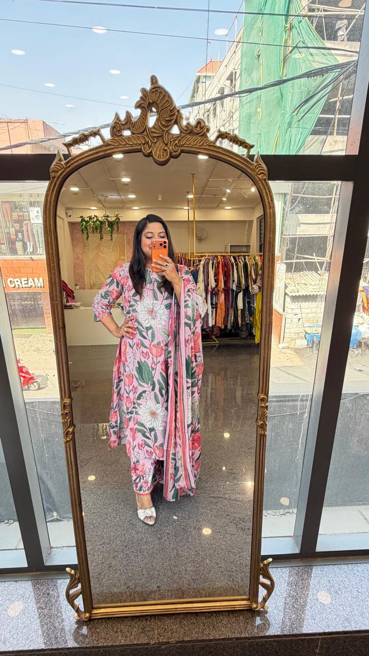 Restocked !! Premium pure cotton suit set in purplish pink !! Dispatch in 4-5 Days