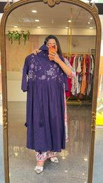 Angrakha embroidered cotton in purple