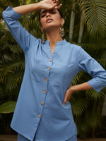 Smart designer cotton co ord in blue