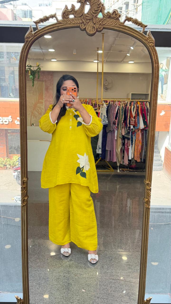 Premium applique work mulchanderi lining co ord