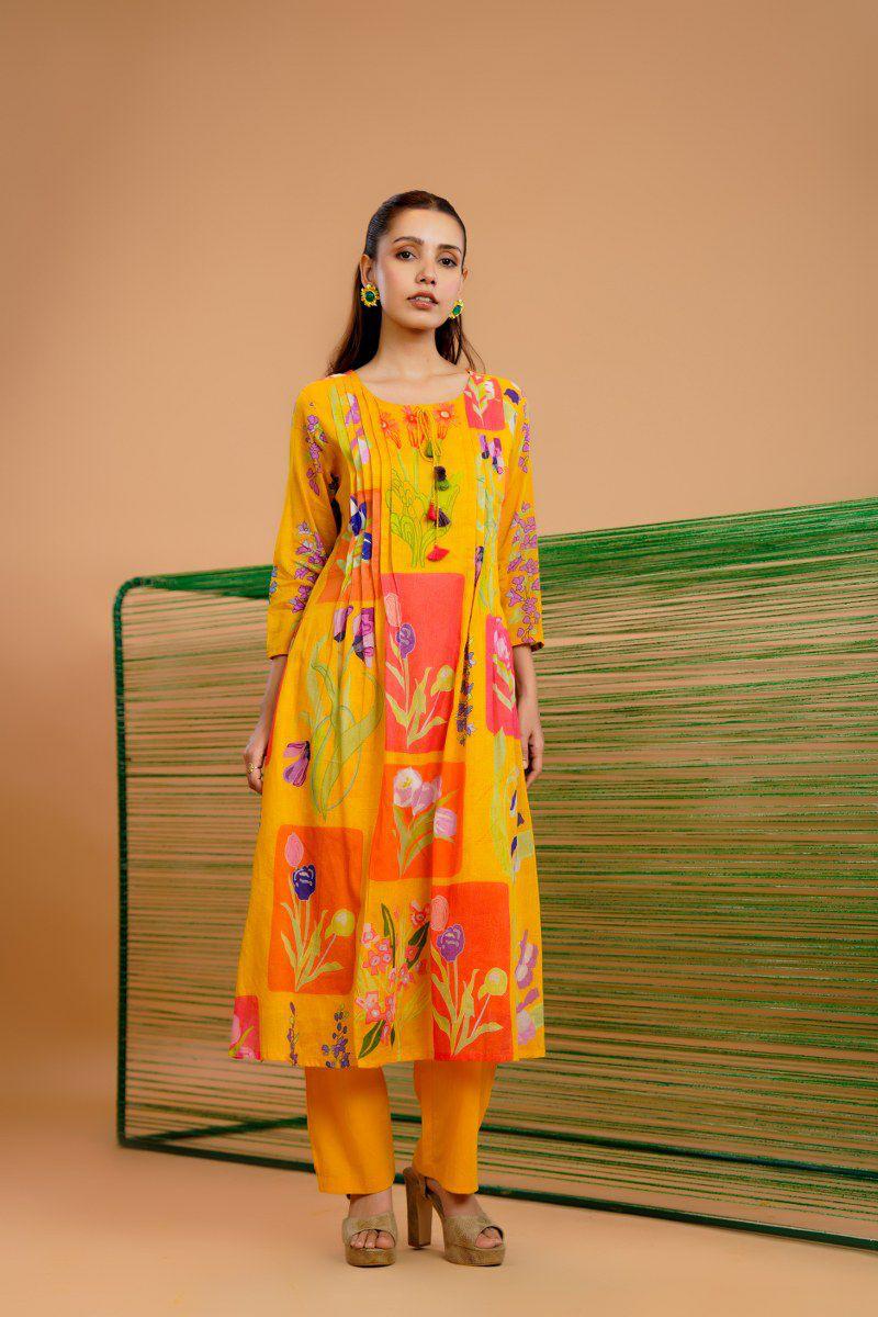 Mul cotton lining digital printed kurta pant
