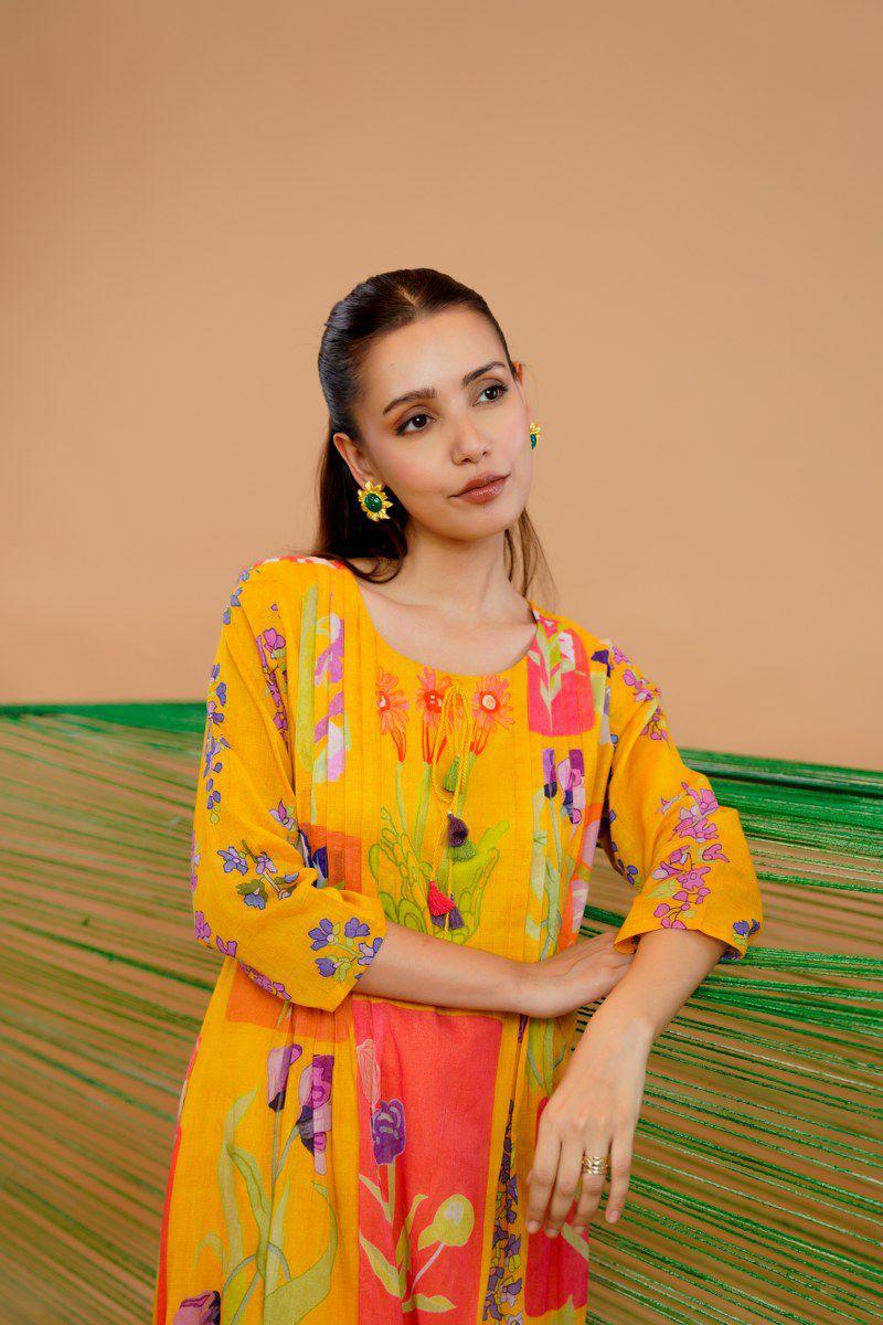 Mul cotton lining digital printed kurta pant