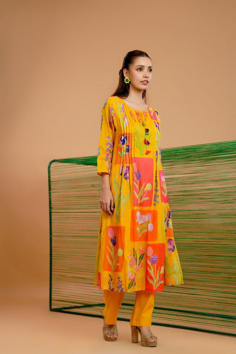 Mul cotton lining digital printed kurta pant