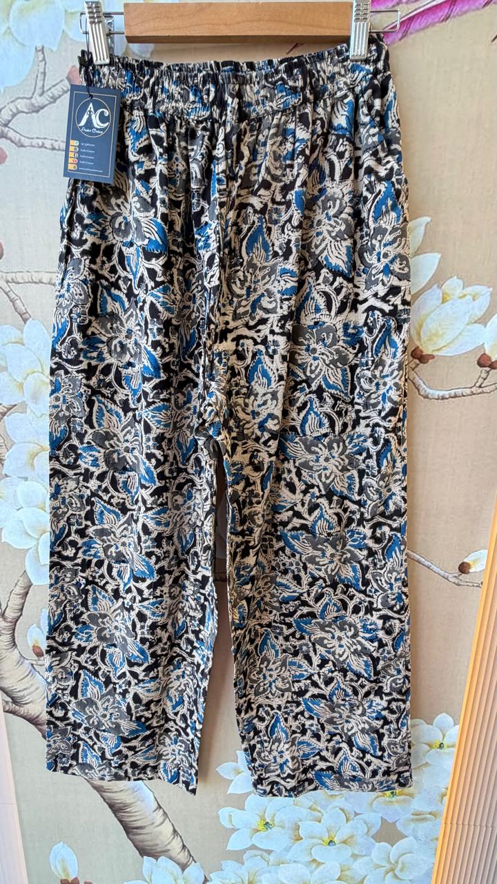 Kalamkari cotton plazzo pants in blue