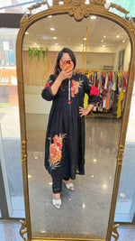 Premium applique work real mirror full suit set