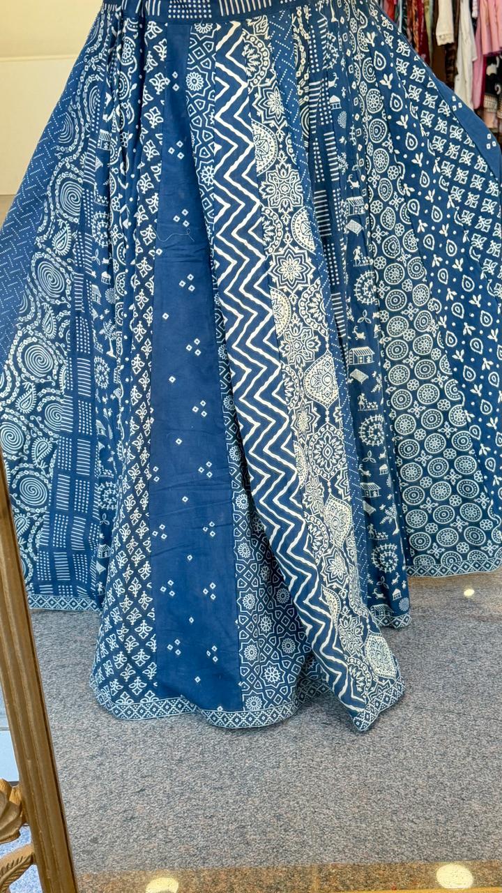 Blue cotton indigo skirt
