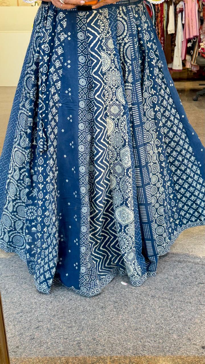 Blue cotton indigo skirt