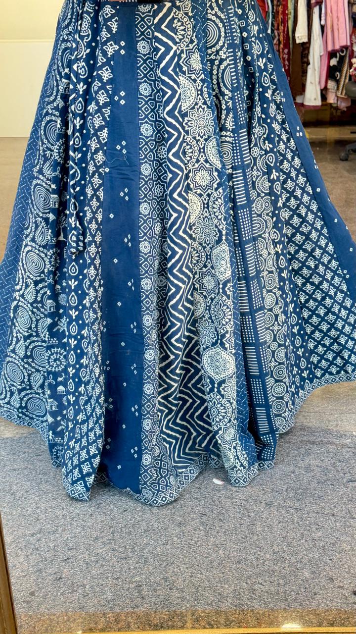 Blue cotton indigo skirt