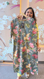 Green cotton floral kurti