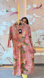 Pink cotton floral kurti