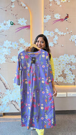 Purple cotton floral kurti