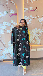 Black cotton floral kurti