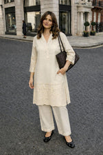 Wow wow cotton shifli co ord in ivory shade