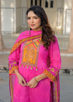 Premium cotton digital print suit set in Rani pink