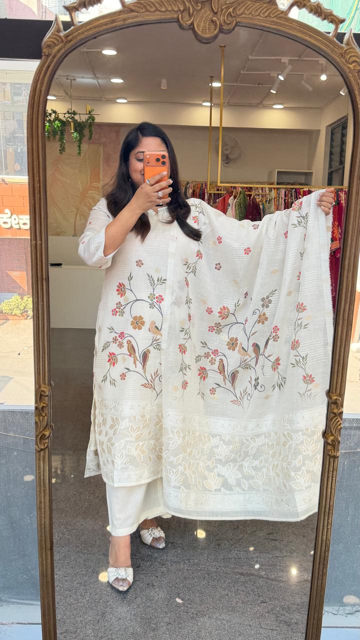 Jacquard cotton lining suit set