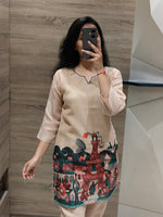 Linen cotton githan work co ord set