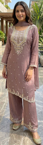 Premium pure chinon hand work full suit set