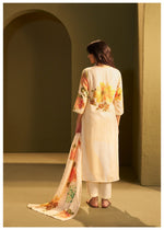 Linen cotton digital printed full suit set with embroidery