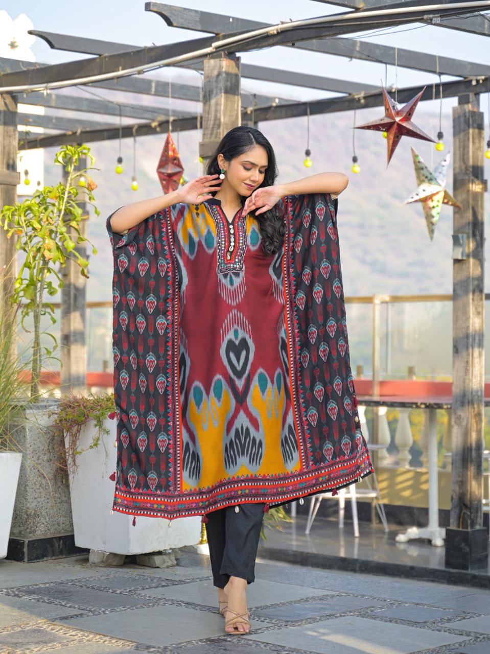 Mul silk Ikkat print kurta pant