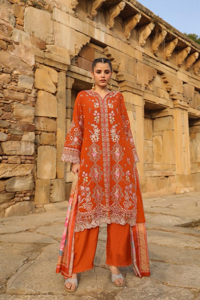 Premium cut work Mul chanderi lining full suit set