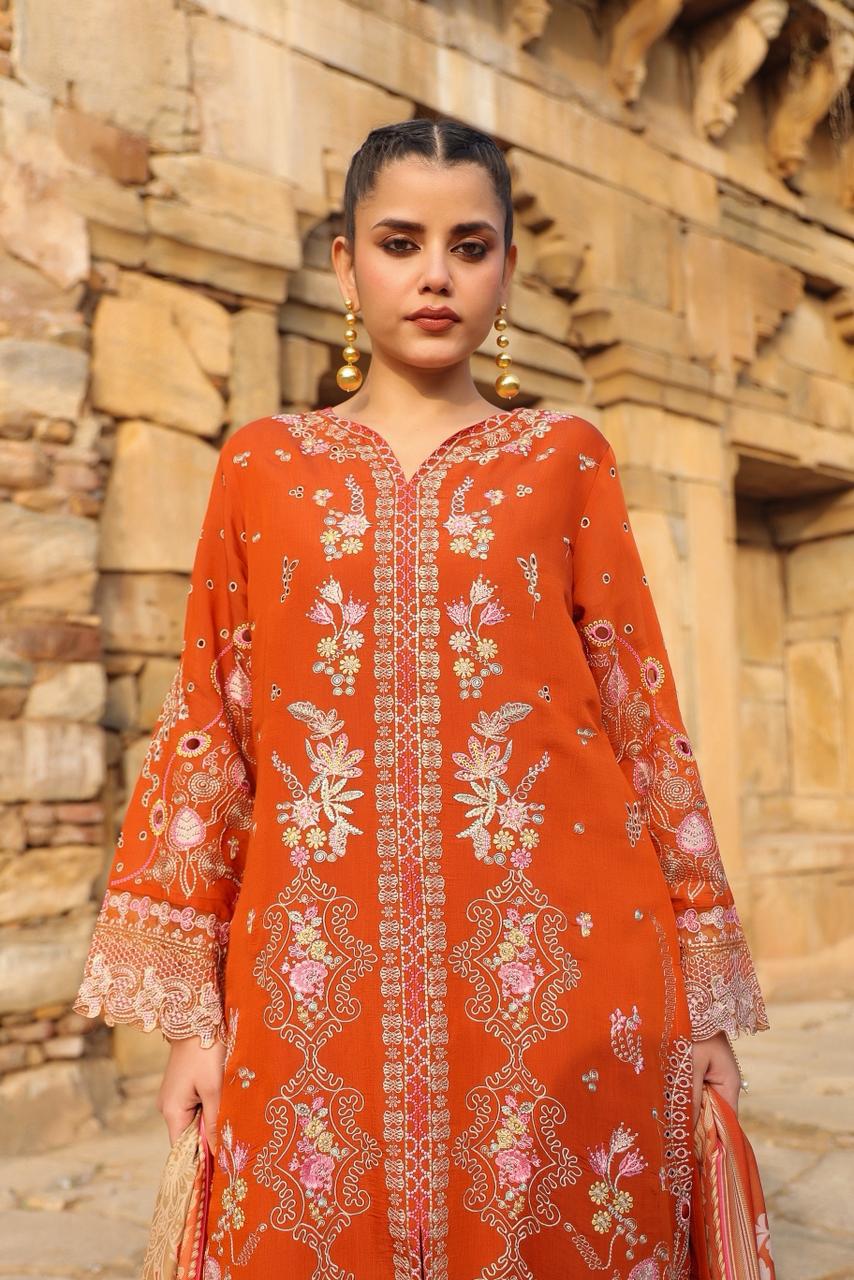 Premium cut work Mul chanderi lining full suit set