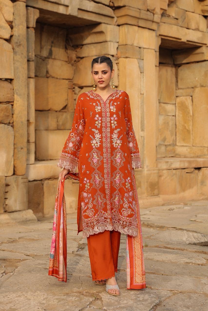 Premium cut work Mul chanderi lining full suit set