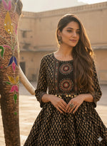 Smart cotton ajrakh gown in black