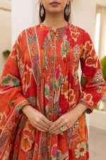 Pure cotton digital printed full suit set in orange