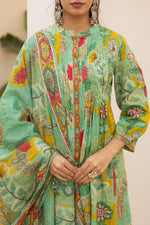 Pure cotton digital printed full suit set in green