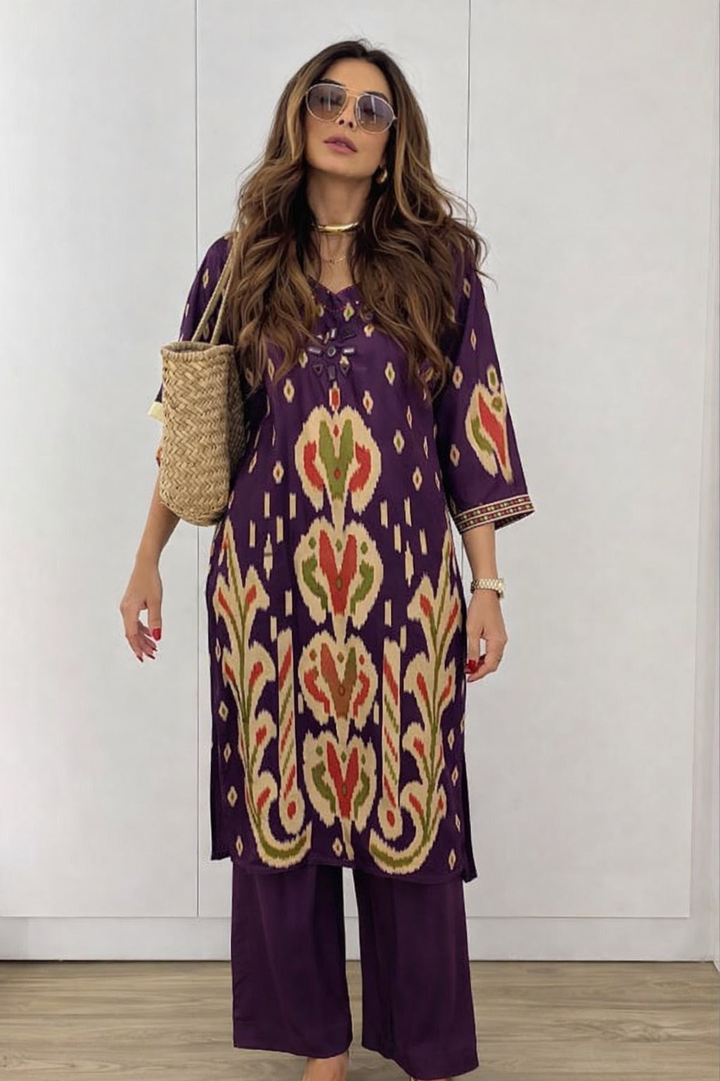 Premium gaji silk real mirror patola Kurta pant