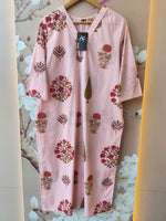 Pure cotton floral pink kurta