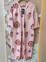 Pure cotton floral pink kurta